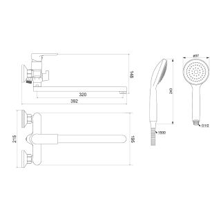 Смеситель для ванны и душа Damixa Apollo  479500000 хром